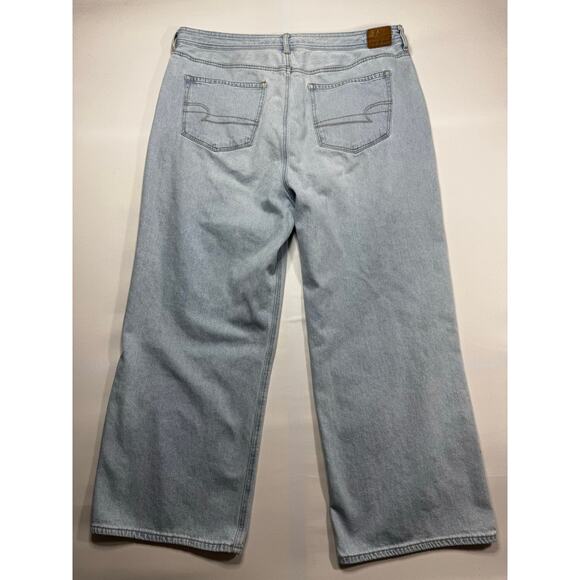 American Eagle Women's Wide Leg Crop Blue Denim Jeans - Size 20 Regular (38x27) - Picture 2 of 5